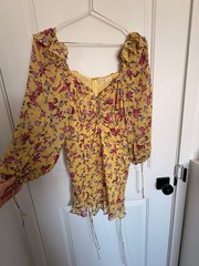 For Love & Lemons Beaumont Cinched Ruffle Mini Dress