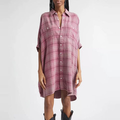 R13 Plaid Oversize Boxy Cotton Flannel Shirtdress One Size