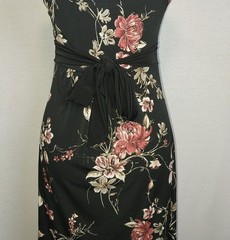Womens VTG Y2K Uva line Black Floral Empire Waist Dress Whimsigoth Small
