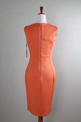 CALVIN KLEIN NWT $89 Solid Orange Scuba Neoprene Stretch Sheath Dress Size 4