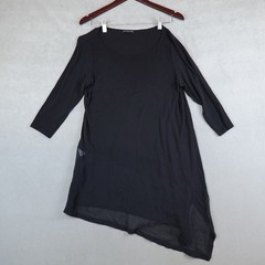 Eileen Fisher Dress 100% Silk Black Asymmetric Size 6 Small Long Sleeve