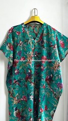 Indian Vintage 100% Cotton Long Beach Maxi Kaftan Dress One Size Caftan Kimono