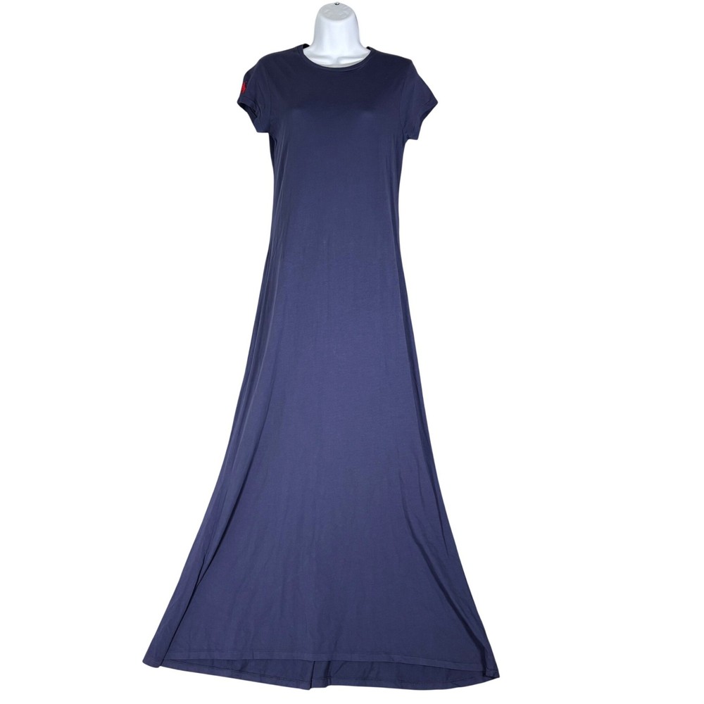 Polo Ralph Lauren Navy Blue Cotton Short Sleeve Maxi T-Shirt Dress Womens Medium