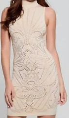Guess Calista Rhinestone Body control Dress in Skinny Latte NWT Size XL