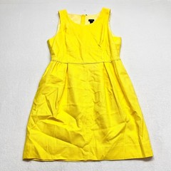 J.Crew Piqué Fit & Flare Dress Womens 12 Yellow Sleeveless Cotton 50344 Size 12