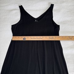 Athleta Womens Black Sleeveless V-Neck Fit And Flare Dress Modal Comfort Sz L