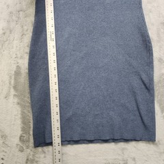 NEW H&M Divided Dress Size XL Blue Rib Knit Plunge Scoop Back Trumpet Sleeves