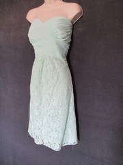 NWT B2 Jasmine Seamist Green Strapless Ruched Chiffon Lace Maxi Mini Dress 22