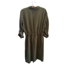 Dex Womens Olive Green Tencel Utility Shirt Dress Roll Tab Sleeve Size Large