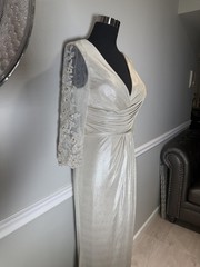 Terani Couture Light Olive Green Silver Shimmer Beaded Formal Dress Size 4