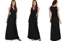 Lyss Loo All Mine Sleeveless Crossover Wrap Maxi Dress – Black – MEDIUM