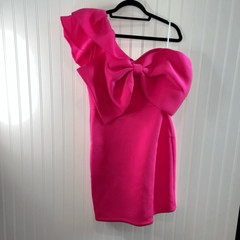 Aomei One Shoulder Big Bow Tie Dress Women’s Size Small Party Cocktail Bodycon