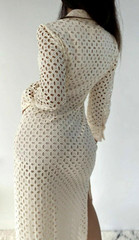 ZARA CREAM EMBROIDERED CUTWORK Long Sleeve Midi Dress size S 8 10 4786/109