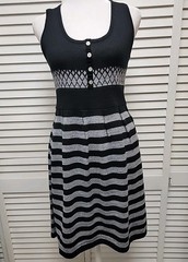 Nick And Mo Medium Black Gray Knit Sleeveless Dress Acrylic Wool Blend Stripes