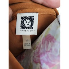 Anne Klein Rust Wrap-Front Collared Long-Sleeve Dress