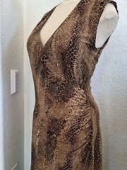 Lauren Ralph Lauren Wrap Top, Side Gathered, Snake Print, Stretch Dress Sz Large
