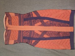 bebe Strapless Bodycon Bandage Dress Geometric Orange Purple Stretch S