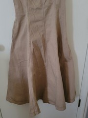 Esprit Structured Square Neck Fit & Flare Midi Dress Beige Sz Sm Cottagecore NWT