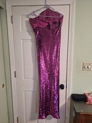 Purple Solid Sequin One Shoulder Sleeveless Long Gown Dress Juniors 13 NWT