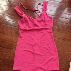 MEL + ROSE Pink Solid Sweetheart Strappy Lace-Up Mini Dress Women’s M