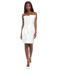Ivy + Blu Pleated Bustier Peplum Mini Dress Women&rsquo;s 12 Ivory Back Zip Closure