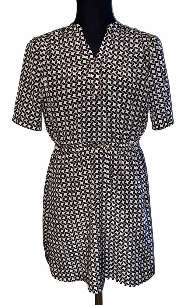 JOHNSTON & MURPHY Geo-Print Drawstring Dress Midi Length Size Large