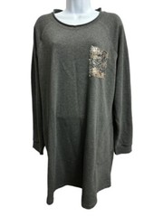Cato XL Dress Comfy Casual A-Line Gray Knit Fancy Sequin Convenient Side Pockets