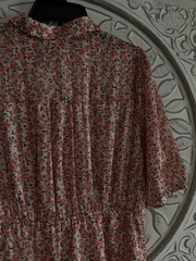 Melloday Women&rsquo;s Floral Collared 3/4 Sleeve Button Dress White/Pink/Green XL