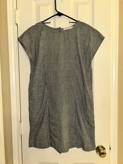 NWOT Mododoc Navy Stripe Shift Mini Dress Button Back size Extra small