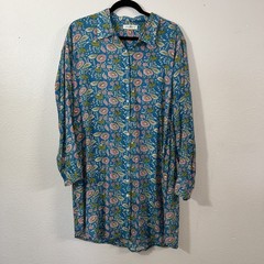 Natural Life Collared Button Front Dress Women&rsquo;s Large Multi Floral Cottage Boho