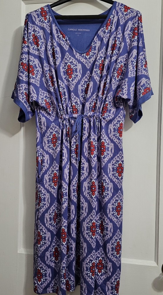 Carole Hochman Women&rsquo;s Multicolor Tie-Dye V-Neck Half Sleeve Slip Dress Size S