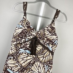 Vintage Etcetera Silk Dress Womens 4 Brown Blue Butterfly Wing Fairycore Y2K