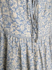 Christy Dawn Adele Dress Blue Floral Stripe Piping 100% Regenerative Cotton XS