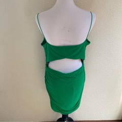 Princess Polly Dress Bodycon Mini Length Green Open Back Ruched Sides Strappy