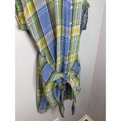 Lauren Ralph Lauren Linen Plaid Tie Front Mini Shirtdress Sz 14