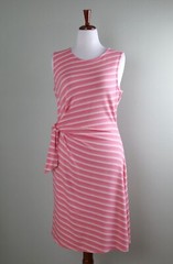 TALBOTS NWT $99 Pink Striped Casual Side Tie Tank Dress Size Large