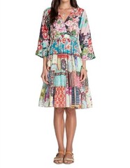 NWT JOHNNY WAS GIGI SILK PATCHWORK PEASANT DRESS W/ SLIP SMALL $378RRP