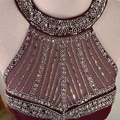TLC Say Yes To The Prom Maroon Halter Bling Rhinestone Dress Size 5