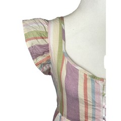 Altar&rsquo;d State Size Medium Pastel Stripe Cotton Babydoll Mini Dress Cottagecore