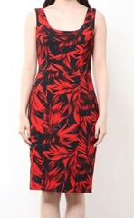 INA Red Black Floral Print Sheath Dress NWT Size M
