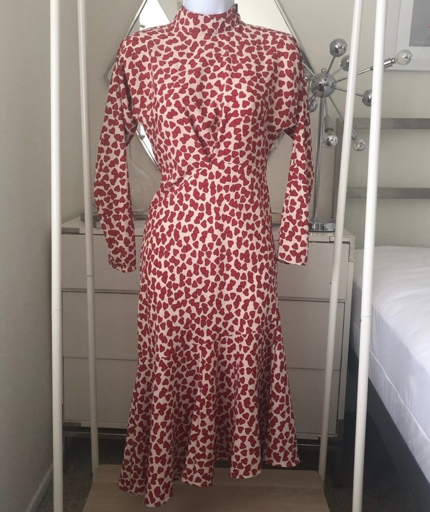 H&M Women&rsquo;s Heart Pattern Dress Large Long Sleeve