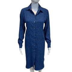 Hatch Kaia Blue Leopard Print Button Front Maternity Dress Tie Waist Size 0