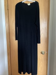 VTG 80s USA L T X Sportswear New York Black Slinky Knit Maxi Shift Dress Plus 1X