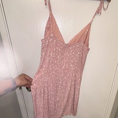 Skylar + Madison Pink/White Star V-Neck Slip Mini Dress Lined Slit M
