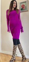 Vtg Rare Jean Paul Gaultier Soleil Magenta Fuchsia Italy Sheer Mesh Dress $680