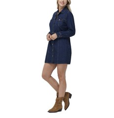 Frye Denim Dress Size Large Mini Button Front Dual Chest Pockets Dark Wash NEW