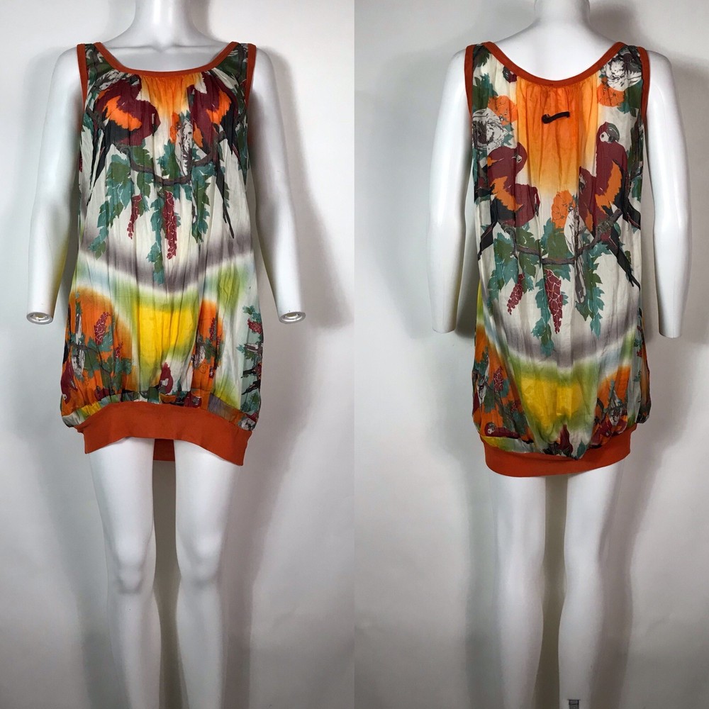 Vtg Jean Paul Gaultier Soleil Parrot Print Mini Dress S
