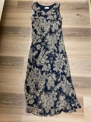 Vintage R&K Originals Petite Black & Gold Floral Sheer Maxi Dress | Romantic Cot