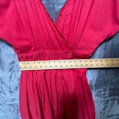 Vintage Nancy Johnson Red Cutwork Lace Dress Sz M Cotton Dolman Midi Cottagecore