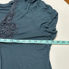 Peruvian Connection Shift Dress Womens L Blue Knit Crochet Neck Vacation Relaxed